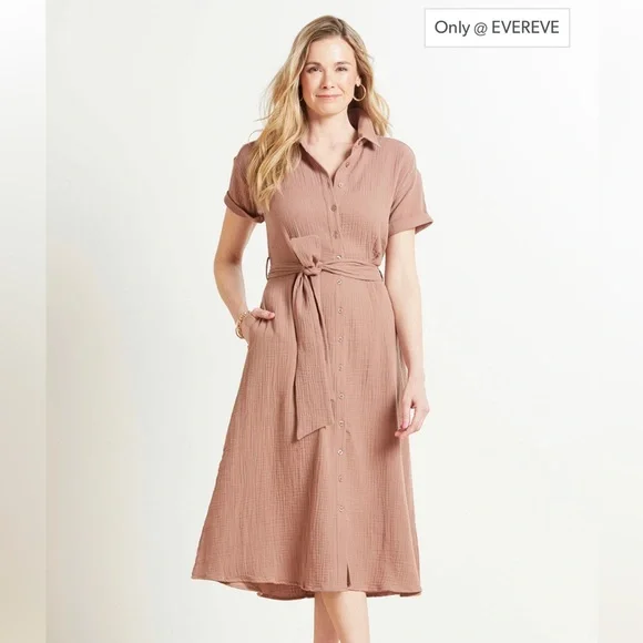 Evereve Dresses | Evereve Hailey Gauze Button Down Dress | Color: Brown/Tan | Size: Xs | Kyliejo1's Closet Evereve Dresses | Evereve Hailey Gauze Button Down Dress | Color: Brown/Tan | Size: Xs | Kyliejo1's Closet